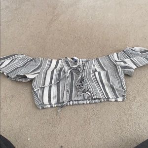 Grey striped Crop Top